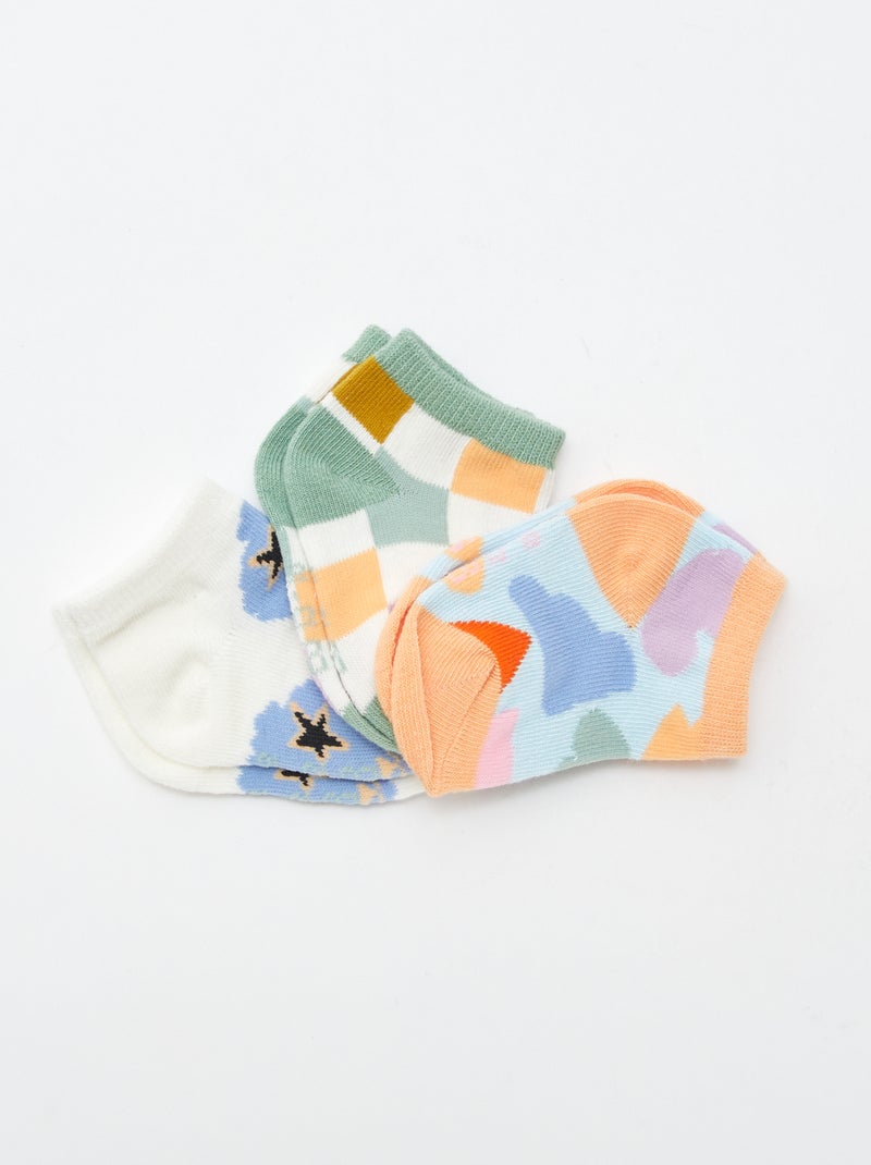 Pack de 3 pares de calcetines tobilleros - Grafik Edition BLANCO - Kiabi