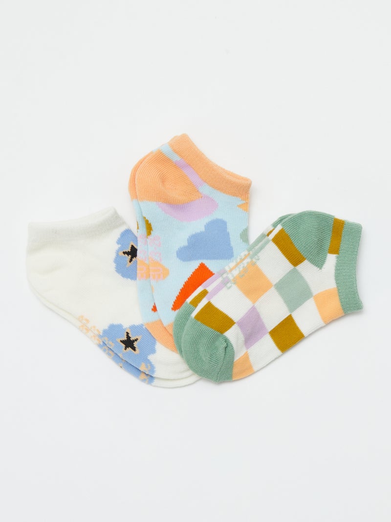 Pack de 3 pares de calcetines tobilleros - Grafik Edition BLANCO - Kiabi