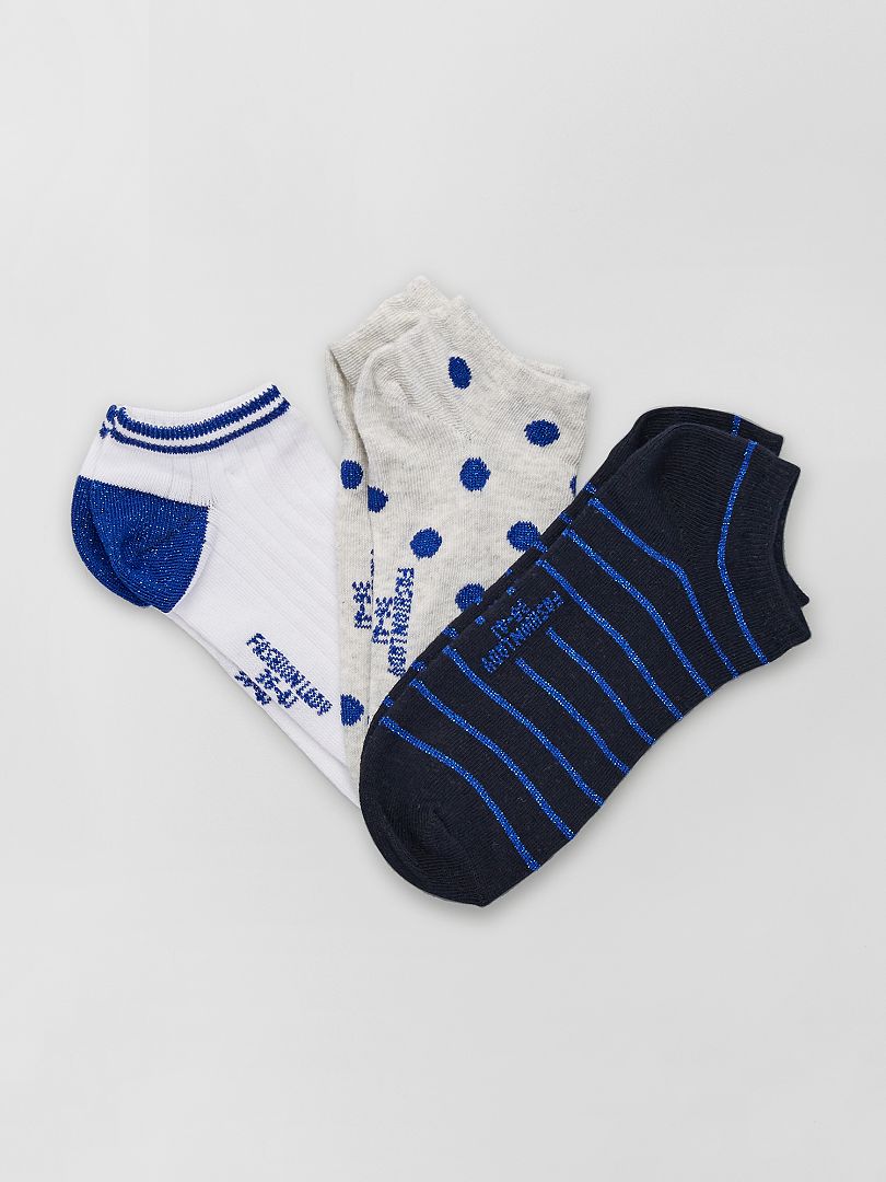 Pack de 3 pares de calcetines tobilleros azul - Kiabi