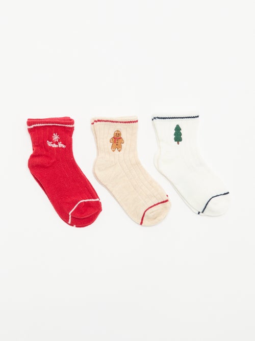 Pack de 3 pares de calcetines tobilleros con bordado de fantasía - Kiabi