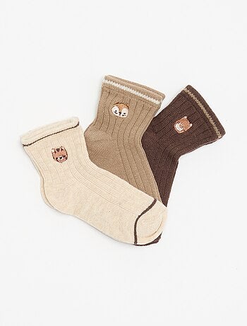 Pack de 3 pares de calcetines tobilleros con bordado de fantasía