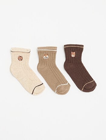 Pack de 3 pares de calcetines tobilleros con bordado de fantasía