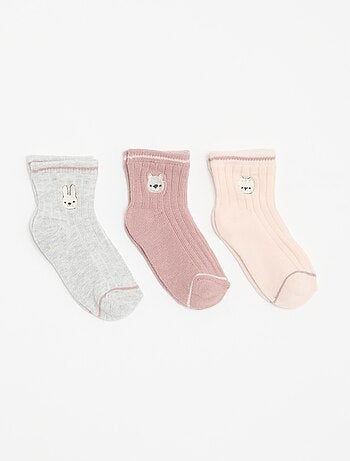 Pack de 3 pares de calcetines tobilleros con bordado de fantasía
