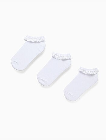 Pack de 3 pares de calcetines tobilleros con detalle de encaje