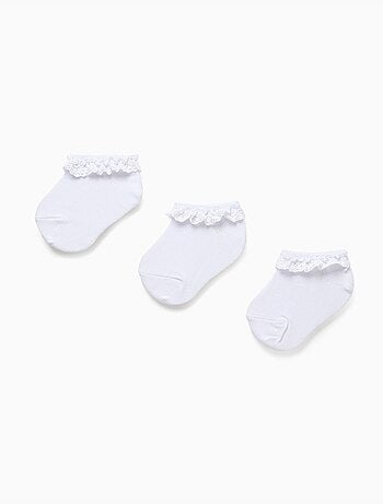 Pack de 3 pares de calcetines tobilleros con detalle de encaje