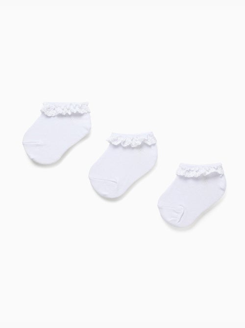 Pack de 3 pares de calcetines tobilleros con detalle de encaje - Kiabi