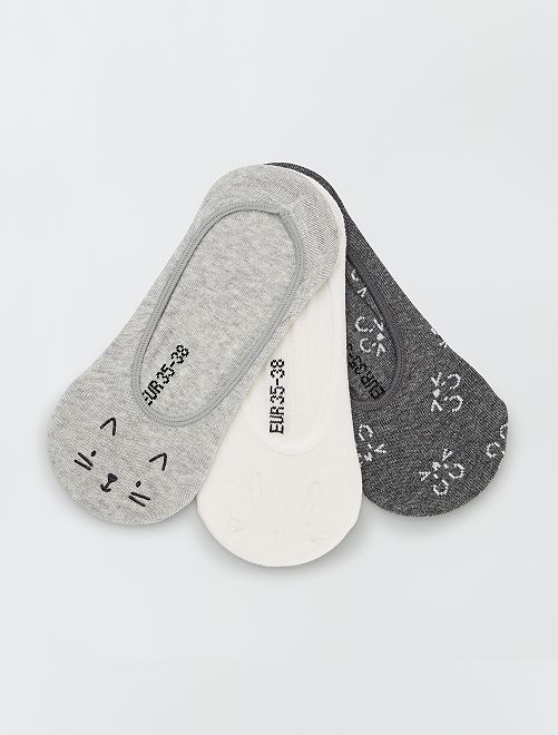 Pack de 3 pares de calcetines tobilleros                                                                 GRIS/blanco 
