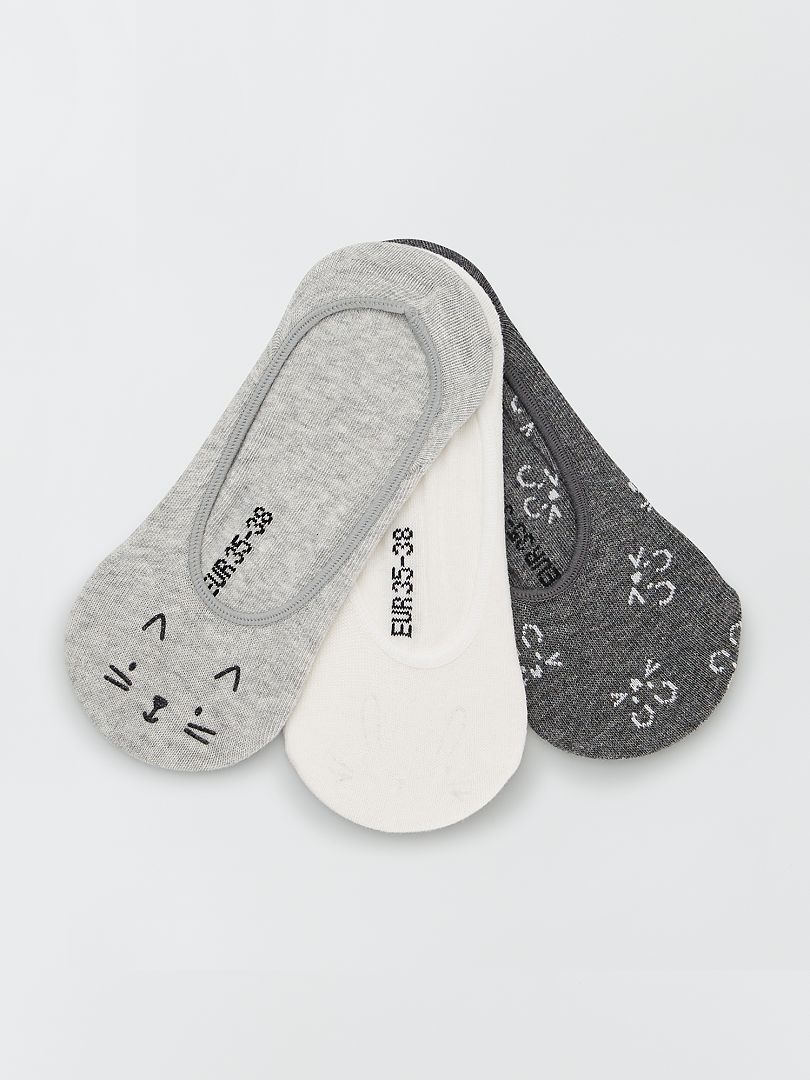 Pack de 3 pares de calcetines tobilleros GRIS/blanco - Kiabi