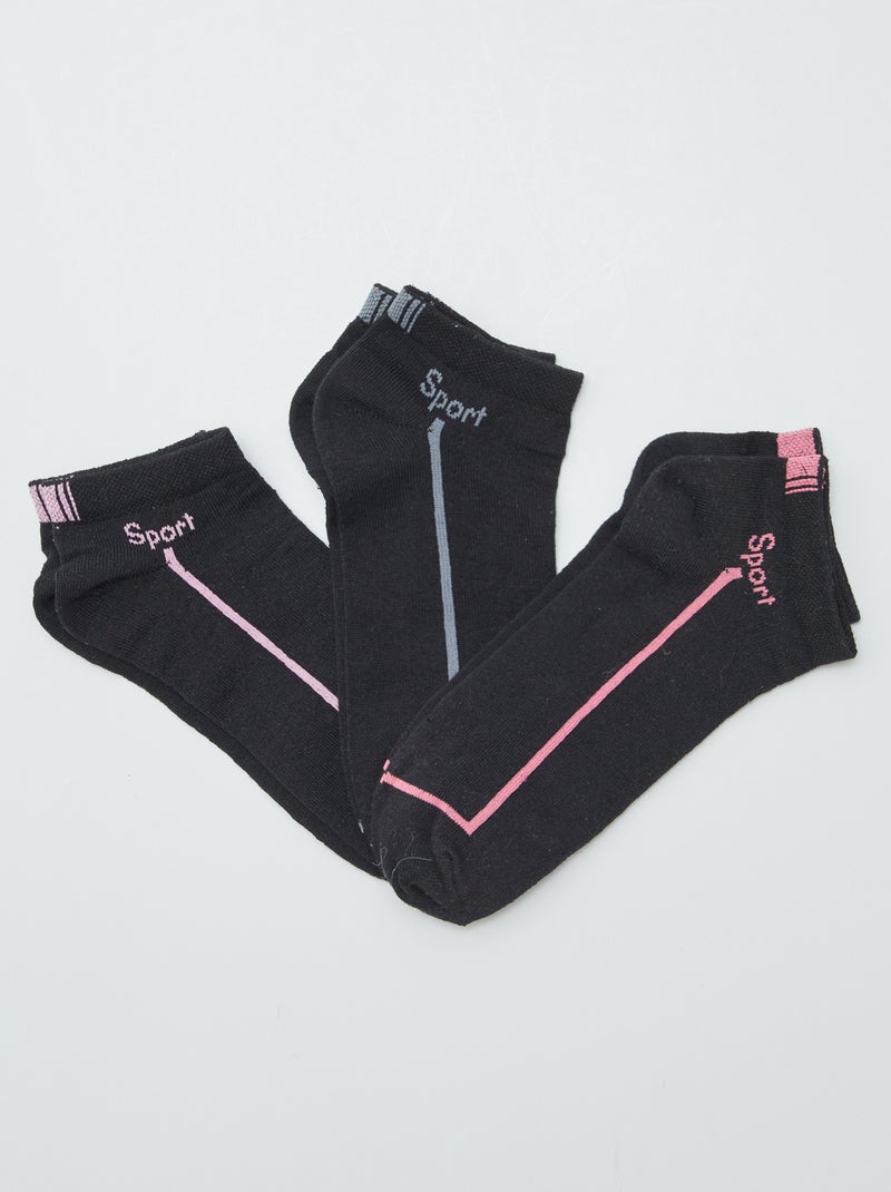 Pack de 3 pares de calcetines tobilleros NEGRO - Kiabi