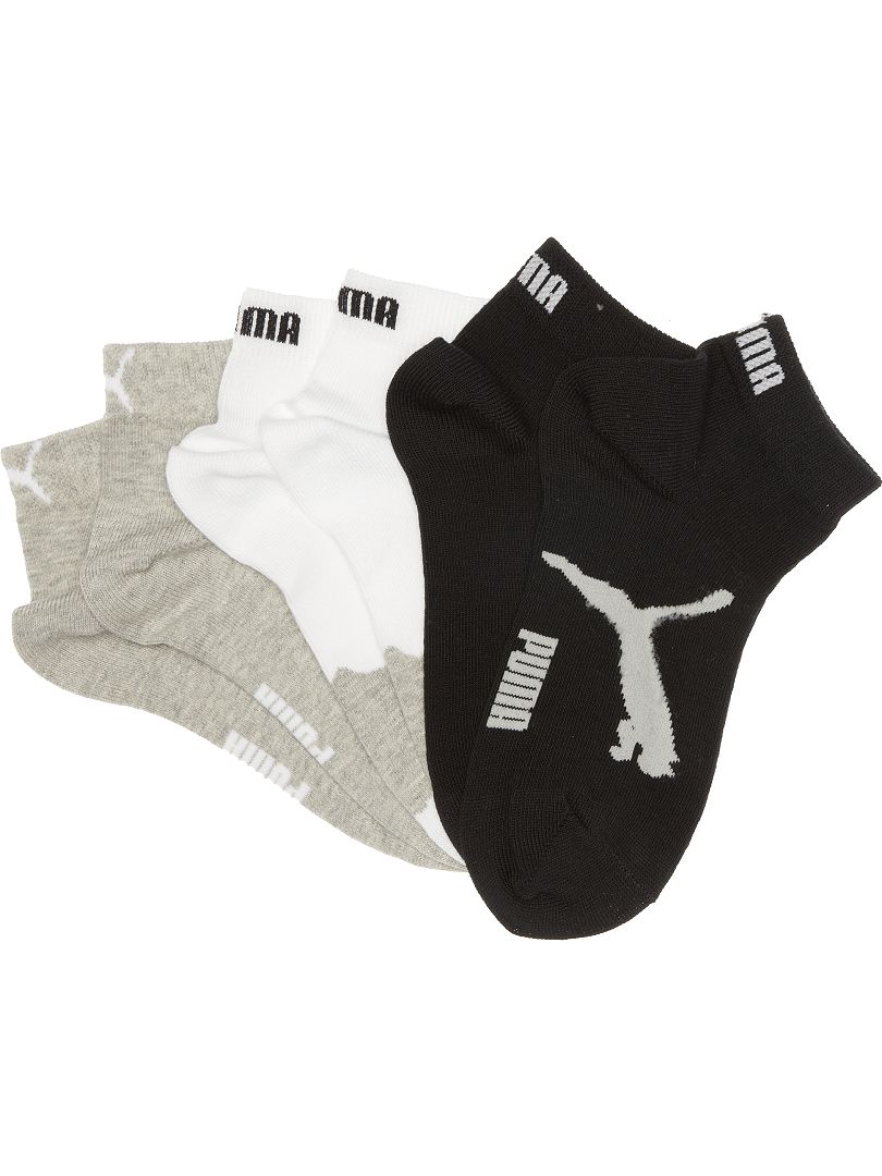 Pack de 3 pares de calcetines tobilleros 'Puma' blanco/gris/negro - Kiabi