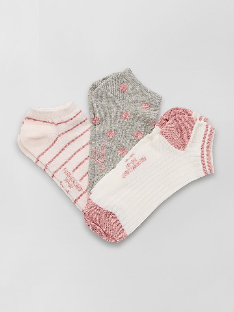 Pack de 3 pares de calcetines tobilleros rosa - Kiabi