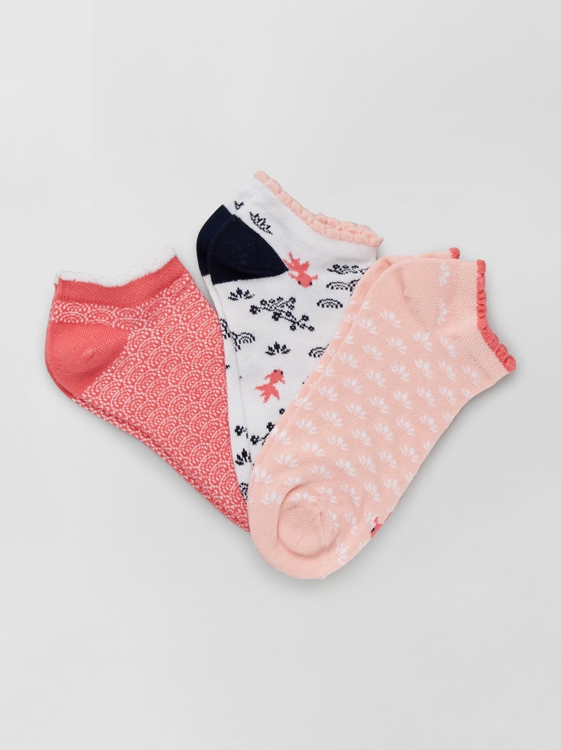 Pack de 3 pares de calcetines tobilleros rosa - Kiabi