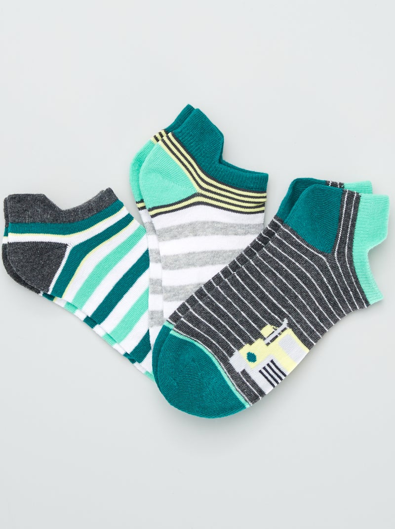 Pack de 3 pares de calcetines tobilleros VERDE - Kiabi