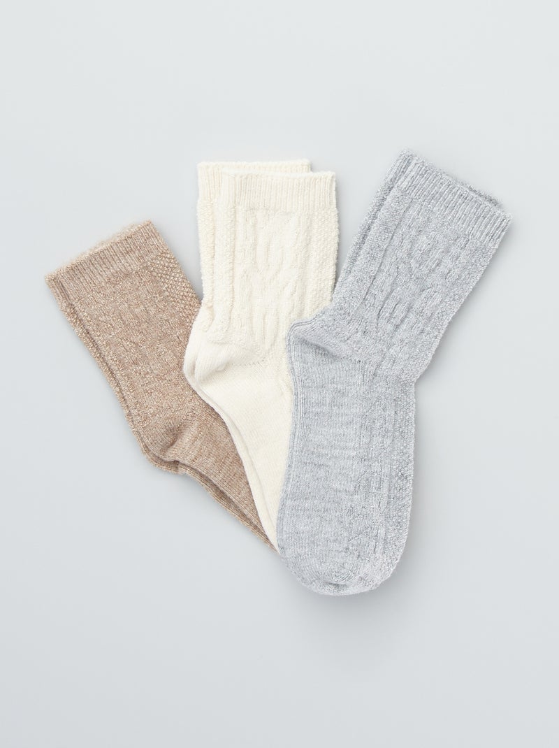 Pack de 3 pares de calcetines trenzados beige - Kiabi