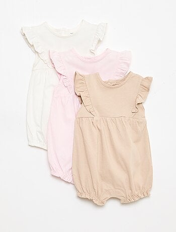 Pack de 3 peleles lisos y con volantes