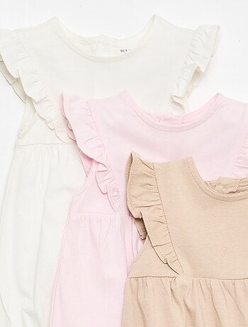 Pack de 3 peleles lisos y con volantes