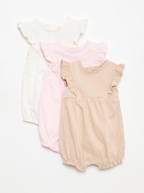 Pack de 3 peleles lisos y con volantes - Kiabi
