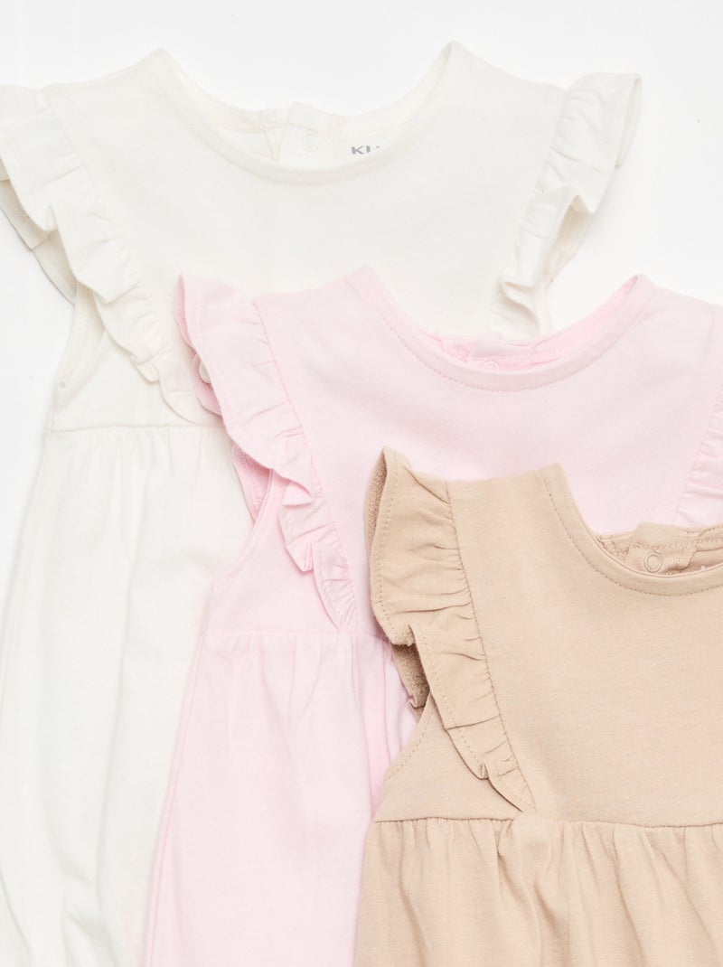 Pack de 3 peleles lisos y con volantes Beige - Kiabi