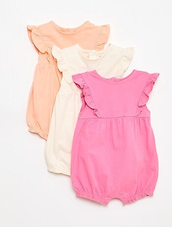 Pack de 3 peleles lisos y con volantes