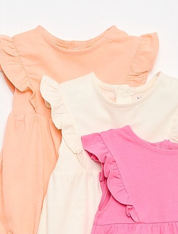 Pack de 3 peleles lisos y con volantes