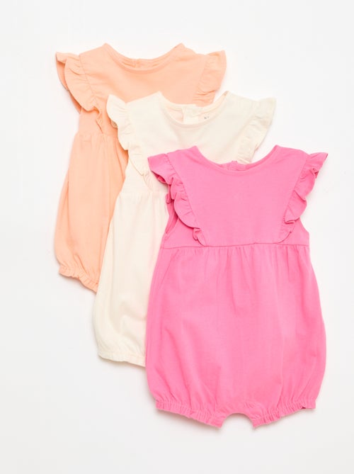 Pack de 3 peleles lisos y con volantes - Kiabi