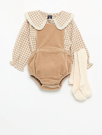 Pack de 3 piezas - Ranita + blusa + par de leotardos
