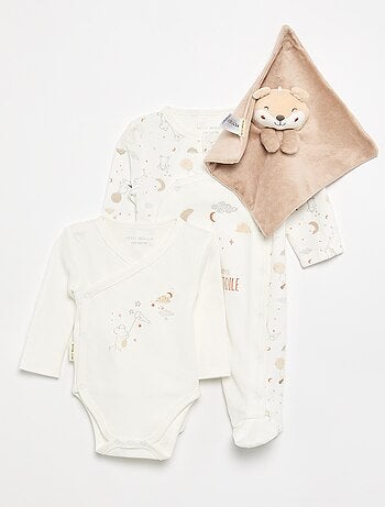 Pack de 3 piezas 'Petit Béguin' - Body + pijama + doudou