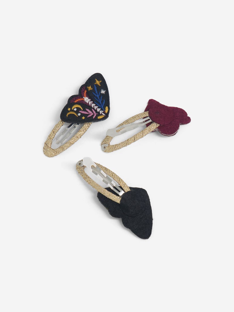 Pack de 3 pinzas clic clac 'mariposas y diseño de fantasía' Rosa - Kiabi