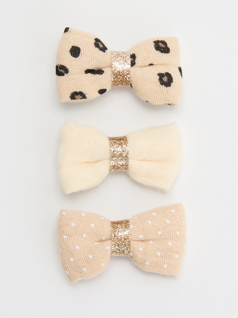 Pack de 3 pinzas   con lazos Beige - Kiabi