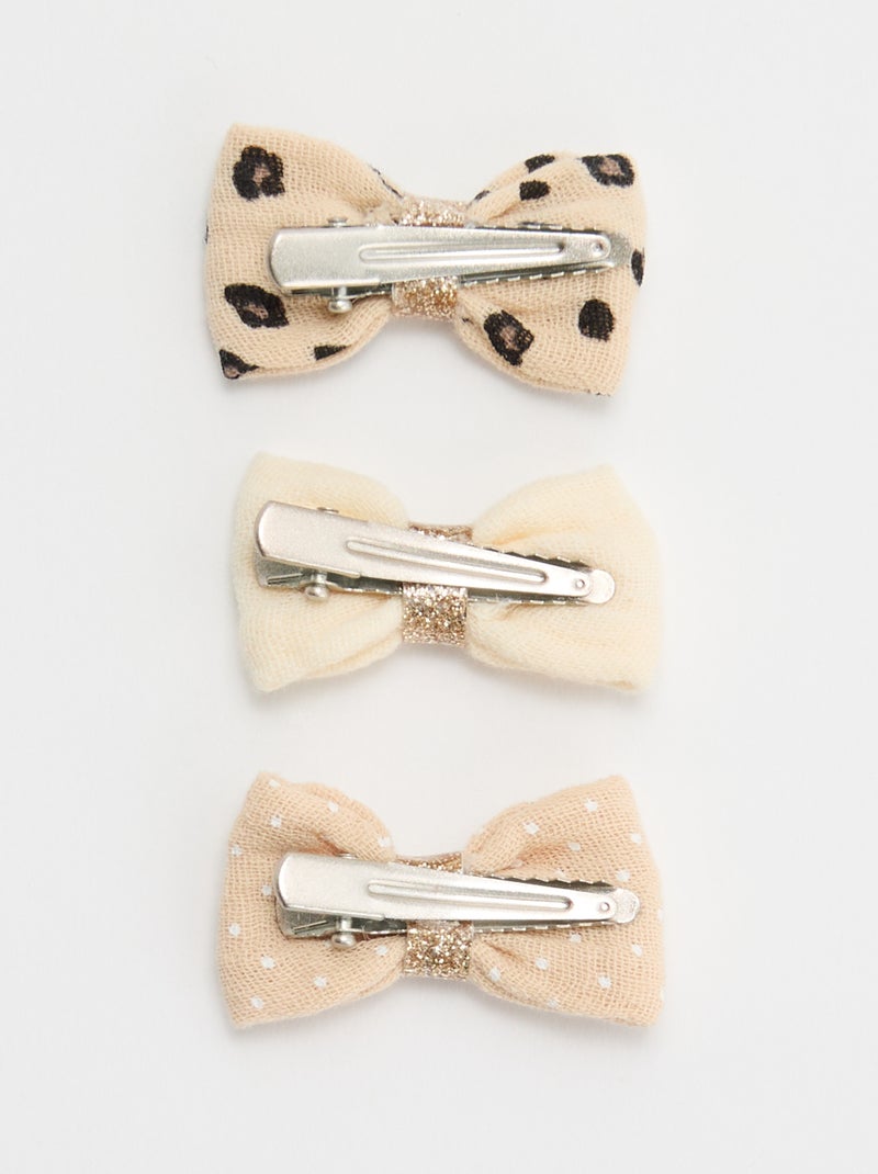 Pack de 3 pinzas   con lazos Beige - Kiabi
