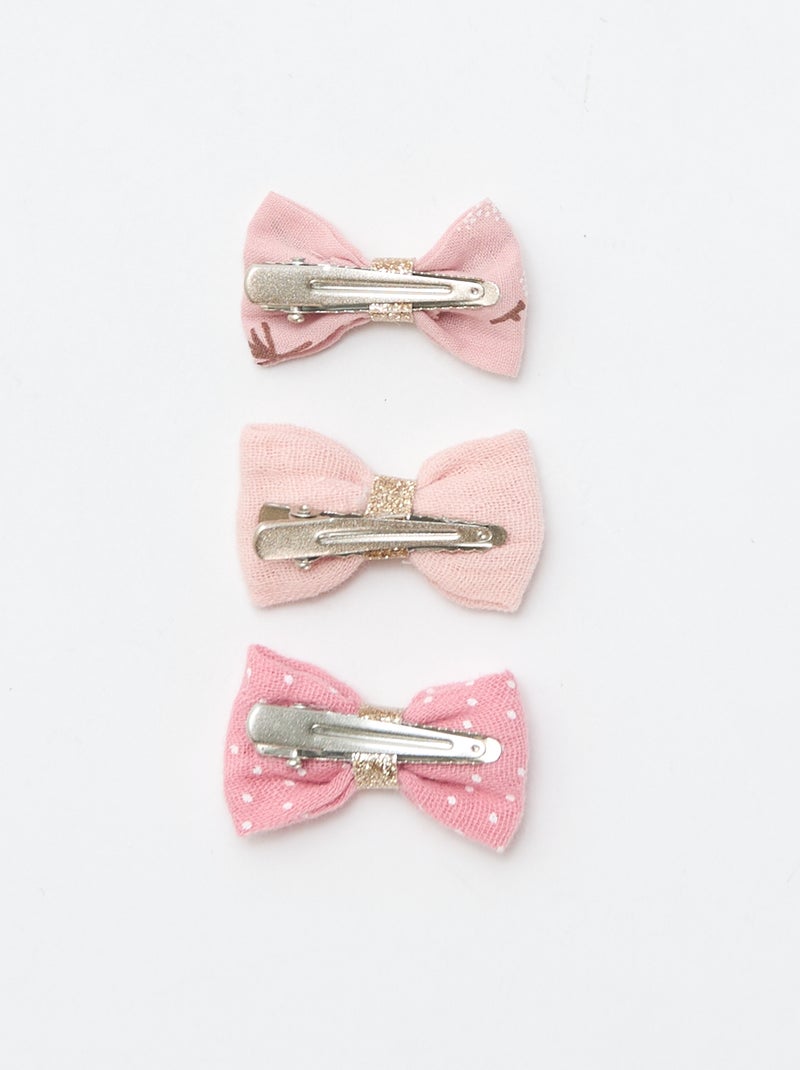 Pack de 3 pinzas   con lazos Rosa - Kiabi