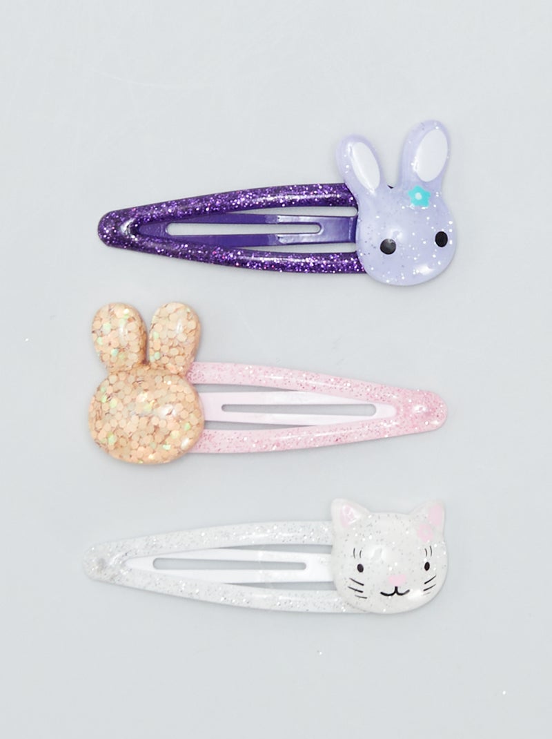 Pack de 3 pinzas de clip ROSA - Kiabi