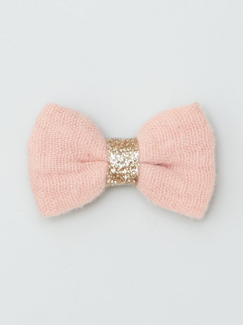 Pack de 3 pinzas de cocodrilo con lazo ROSA - Kiabi