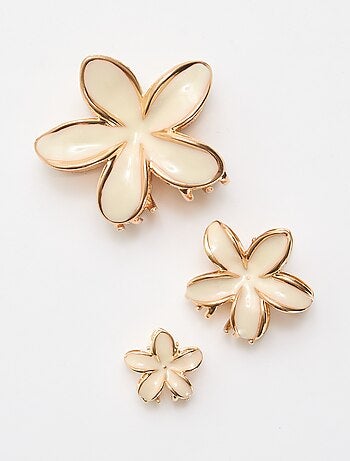 Pack de 3 pinzas de flores doradas