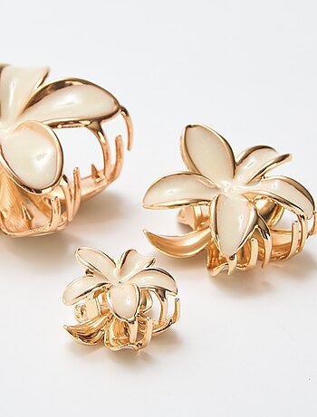 Pack de 3 pinzas de flores doradas