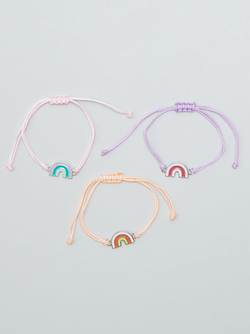 Pack de 3 pulseras 'arcoíris' ROSA - Kiabi