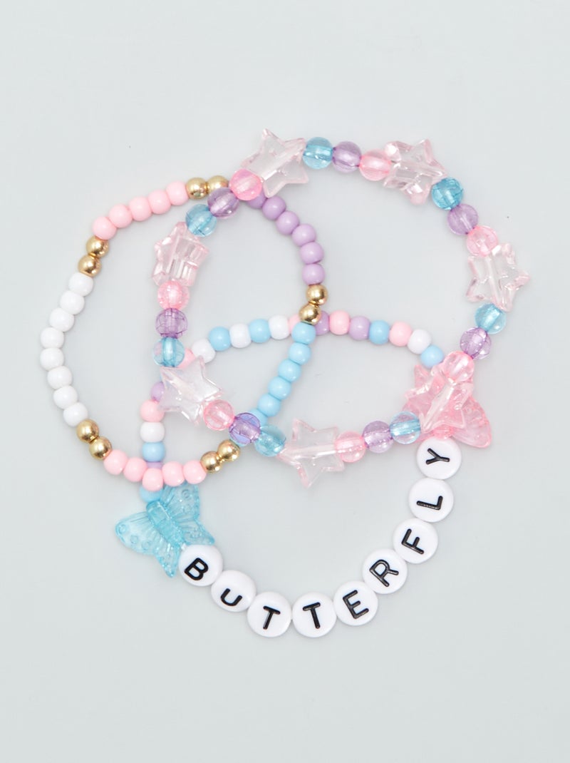 Pack de 3 pulseras mariposa ROSA - Kiabi