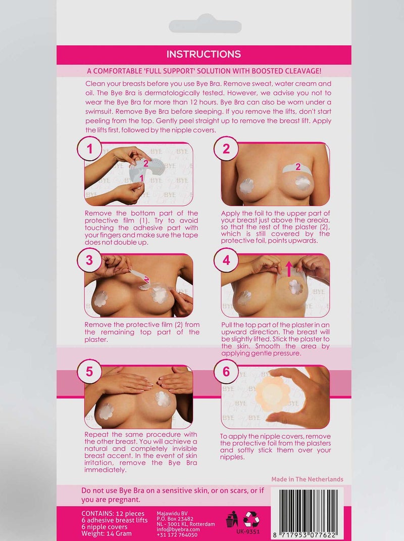 Pack de 3 push-up adhesivos D-F 'Bye Bra' piel - Kiabi