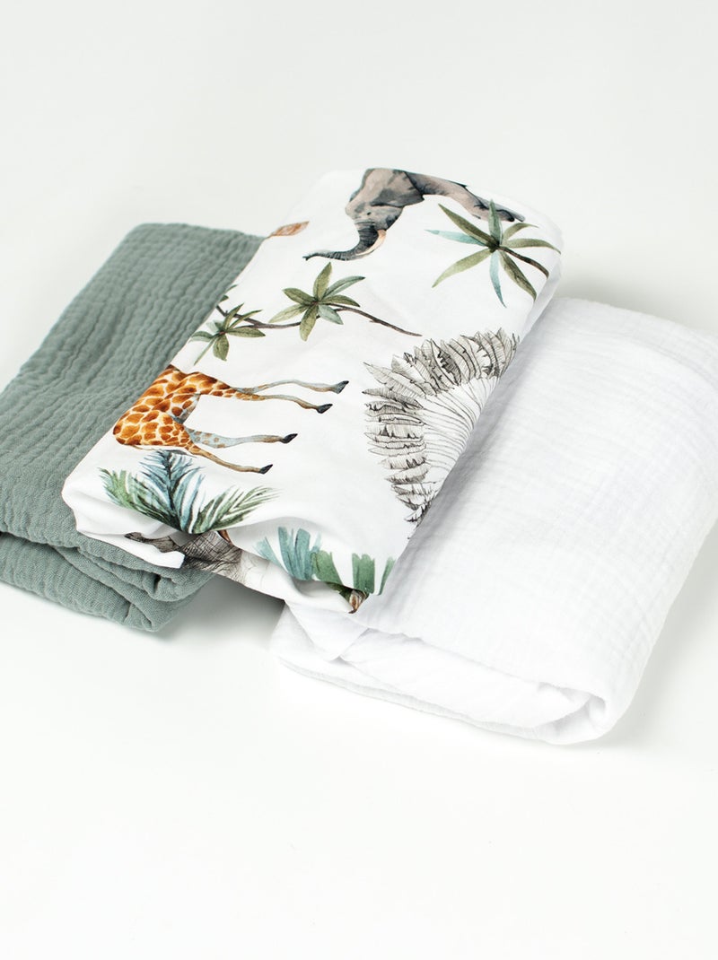 Pack de 3 sábanas bajeras para capazo de algodón safari | SEVIRA KIDS Verde - Kiabi