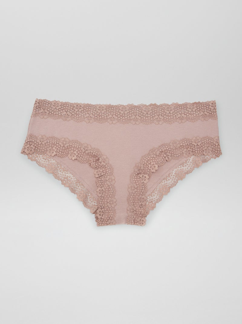 Pack de 3 shorties de canalé fino castaño ciruela - Kiabi