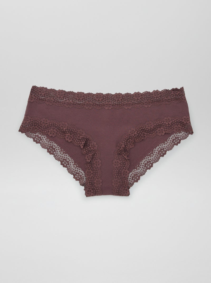 Pack de 3 shorties de canalé fino castaño ciruela - Kiabi
