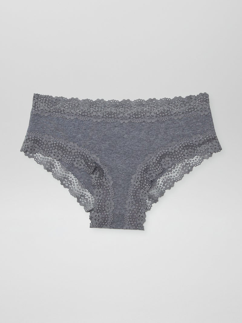 Pack de 3 shorties de canalé fino GRIS - Kiabi