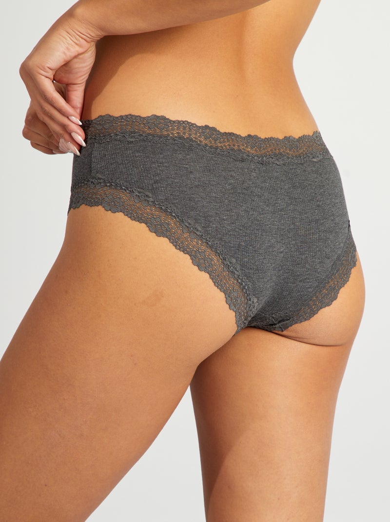 Pack de 3 shorties de canalé fino GRIS - Kiabi