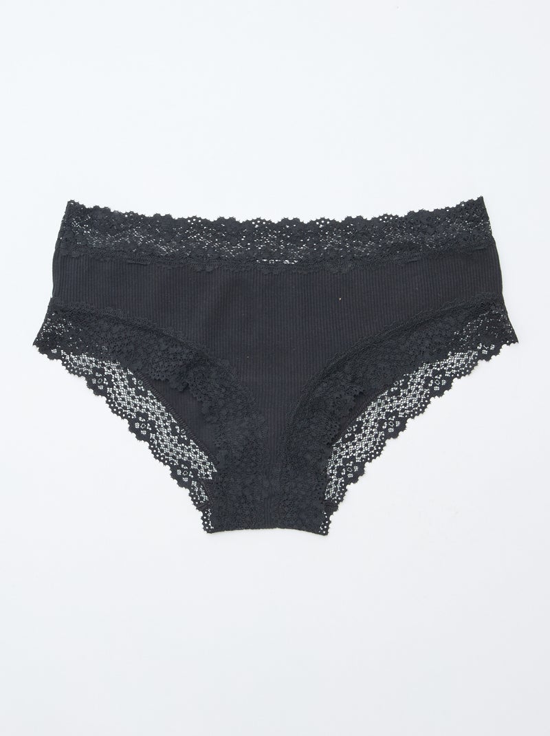 Pack de 3 shorties de canalé fino Negro - Kiabi