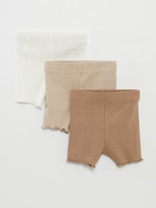 Pack de 3 shorts ciclistas de punto de canalé
