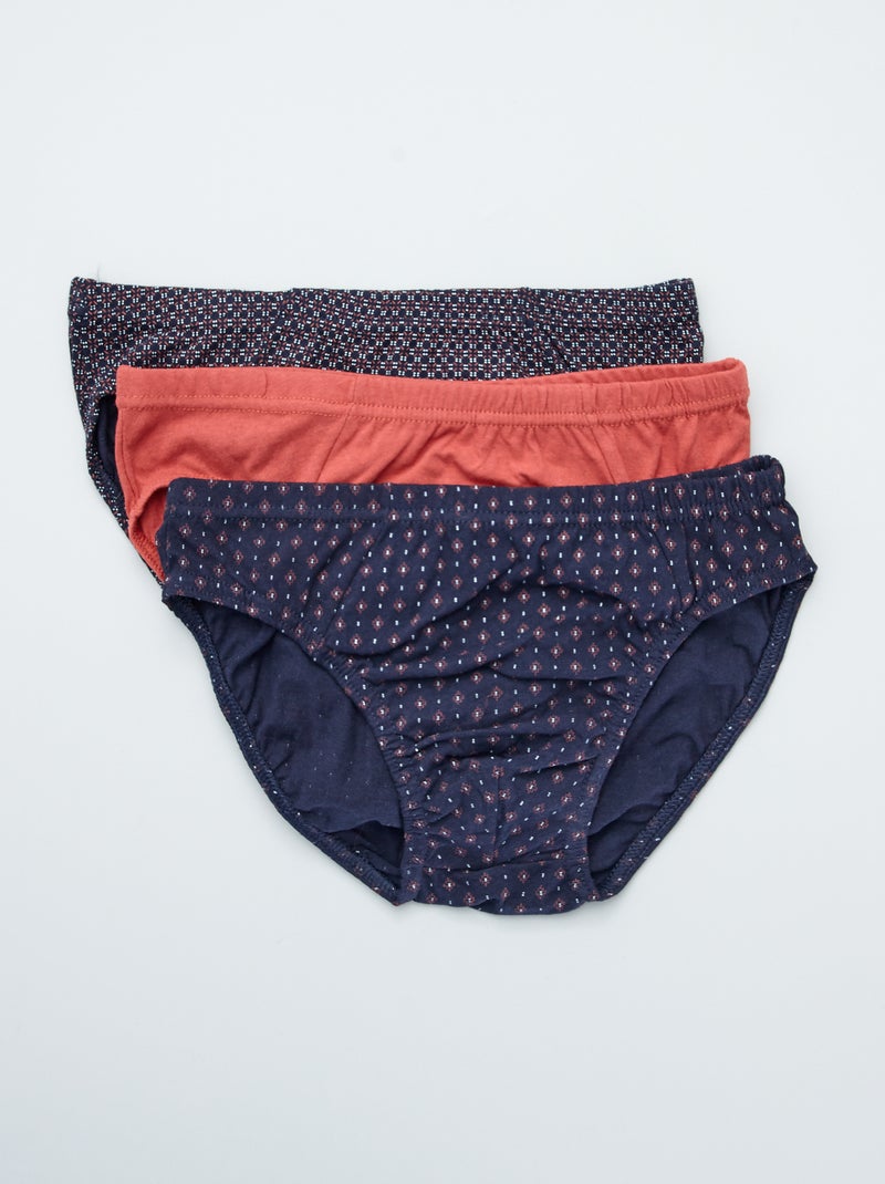 Pack de 3 slips de algodón negro/naranja - Kiabi