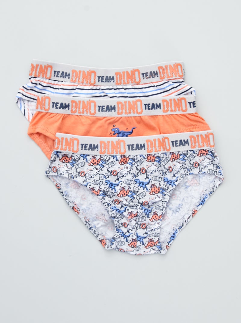 Pack de 3 slips de punto con estampado NARANJA - Kiabi