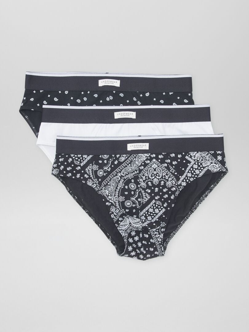 Pack de 3 slips estampados NEGRO - Kiabi