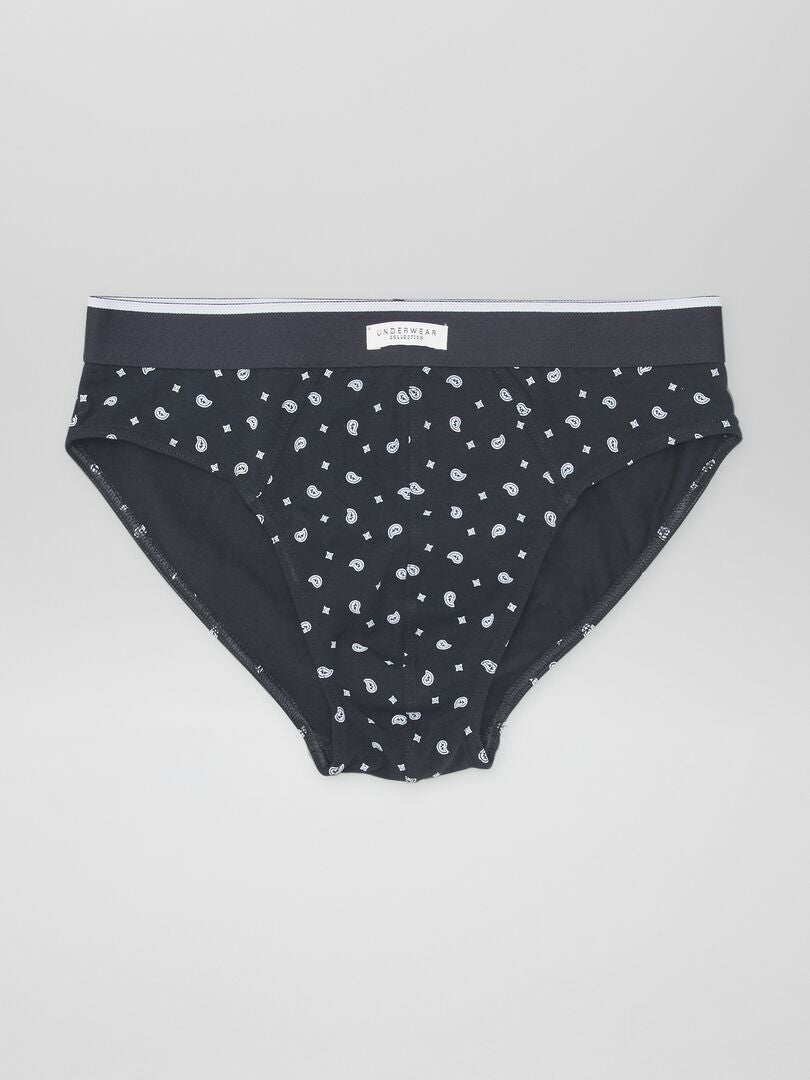 Pack de 3 slips estampados NEGRO - Kiabi