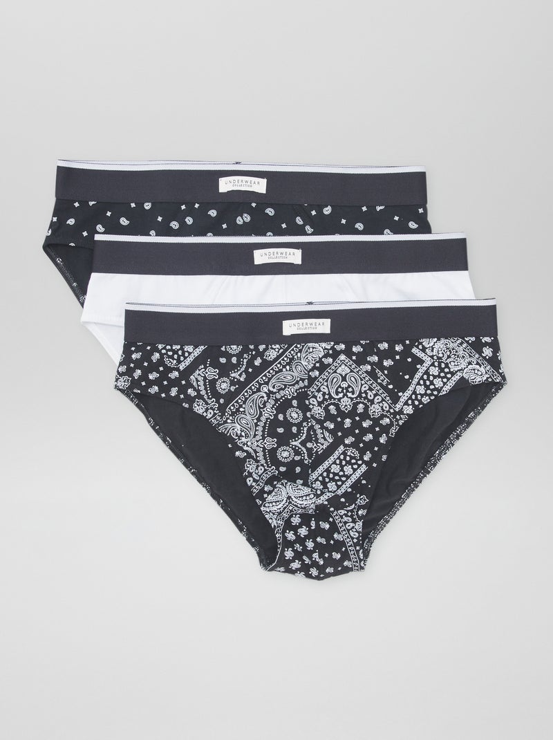 Pack de 3 slips estampados NEGRO - Kiabi